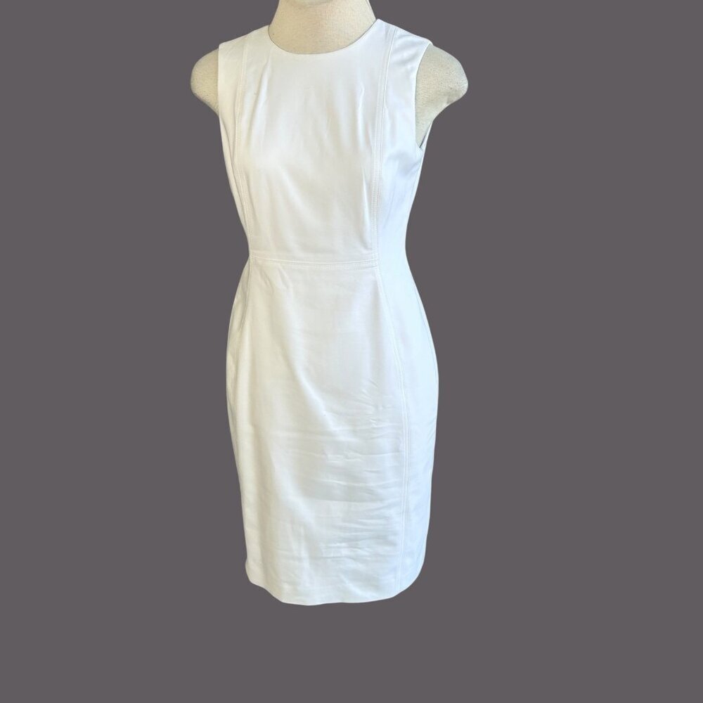 Calvin Klein White Sheath Dress Classic Minimalist Size 6